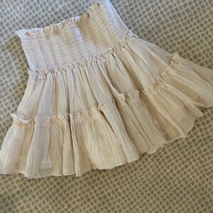 Blue Life Cream Bubble Skirt Smocked Ruffled Tiered
